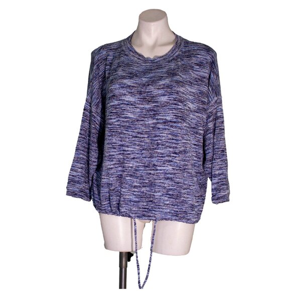 Revamped Heathered Blue Drawstring Hem Top | Size XL | Soft Knit - Picture 1 of 5